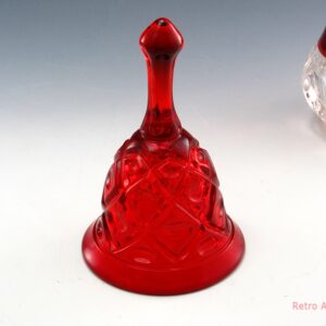 Ruby Glass Bell in Diamond Thumbprint Pattern