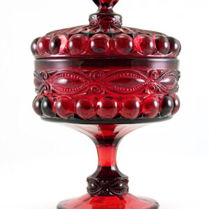 Ruby Glass Eyewinker Covered Comport