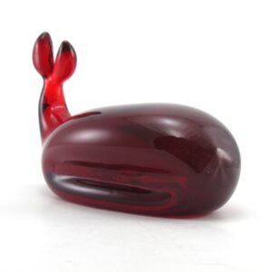 Ruby Whale Vintage Figurine by Viking Art Glass Beautiful and Big