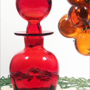Ruby Red Art Glass Decanter with Ball Stopper