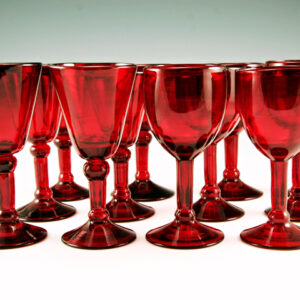 Blenko Ruby Red Blown Glass Stemware Set of 12