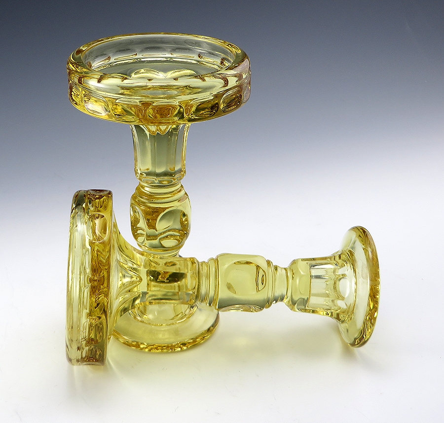 Vintage Glass Candlesticks in Sahara or Canary Yellow - Image 6