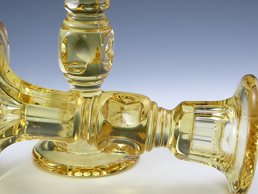 Vintage Glass Candlesticks in Sahara or Canary Yellow - Image 3