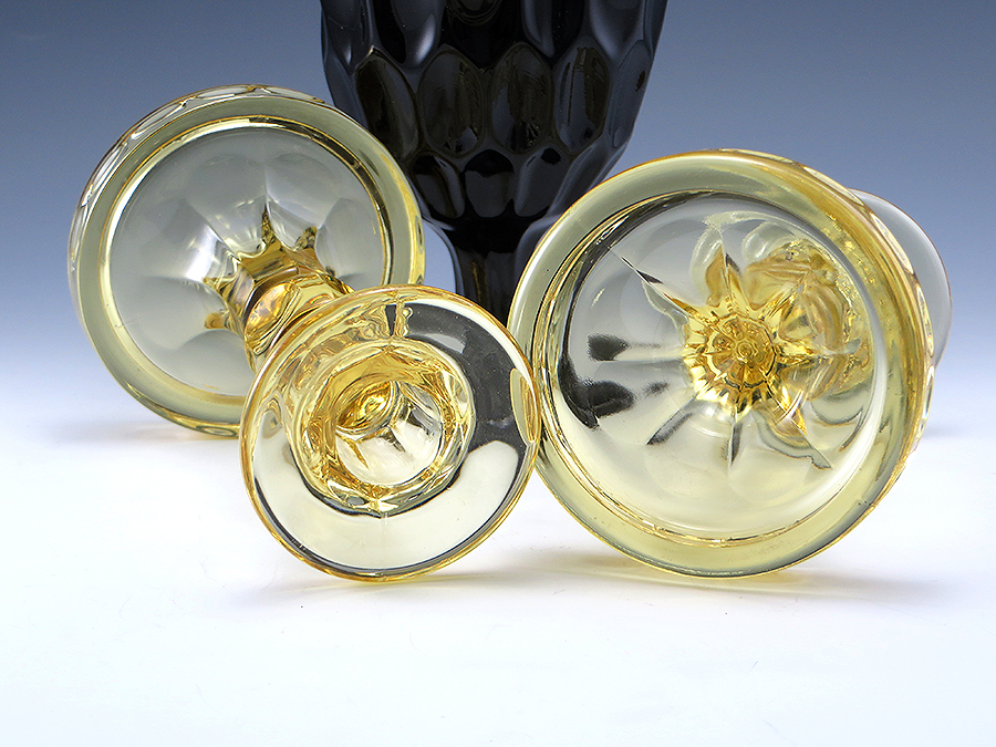 Vintage Glass Candlesticks in Sahara or Canary Yellow - Image 4