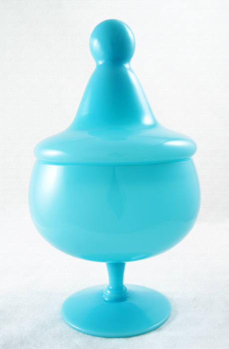 Scarce Morgantown Bristol Blue Covered Jar