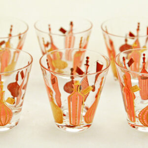 Set 6 Mid-Century Decanter Bar Glass