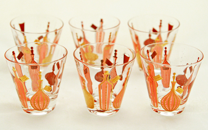 Set 6 Mid-Century Decanter Bar Glass
