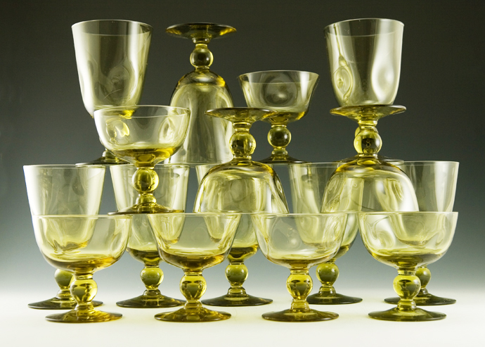 Set of 16 Mid-Century Modern Pinch Goblets