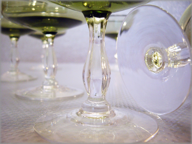 Olive Green Platinum Banded Compotes - Image 2