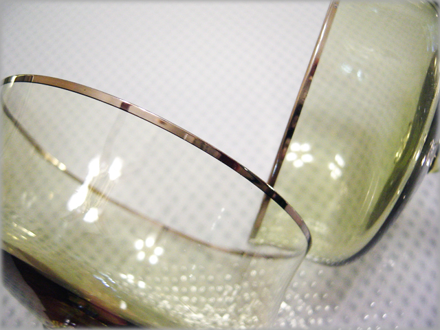 Olive Green Platinum Banded Compotes - Image 3