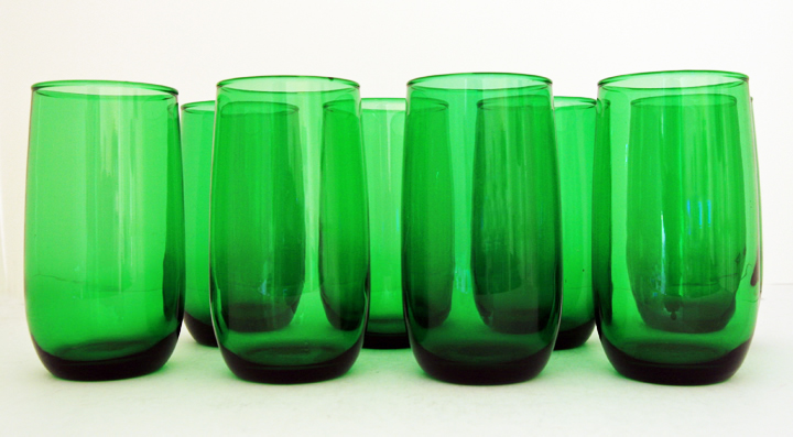 Set of 8 Anchor Glass Forest Green Tumblers