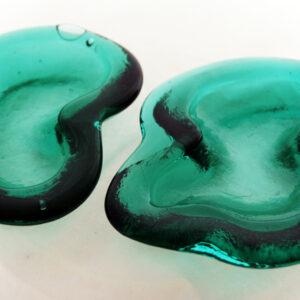 Set of Blenko Nile Green Handmade Amoeboid Bowls