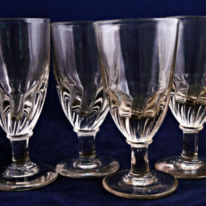 Large Antique Ale Goblets with Wrythen Petal Decor Set 4