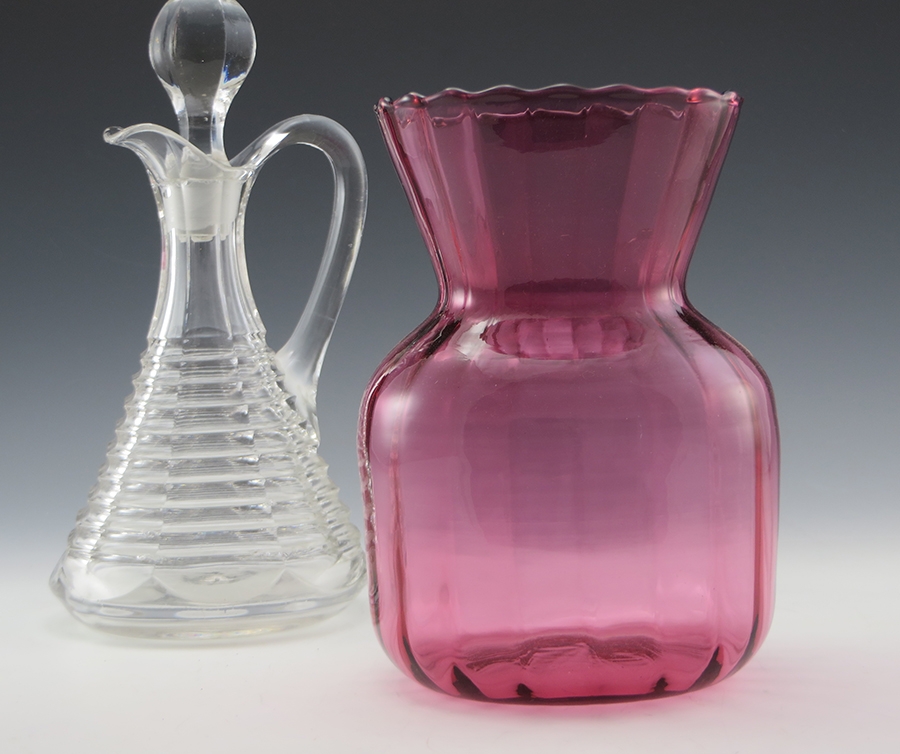 Vintage Bulb Vase Optic Cranberry Glass by Pilgrim USA - Image 2
