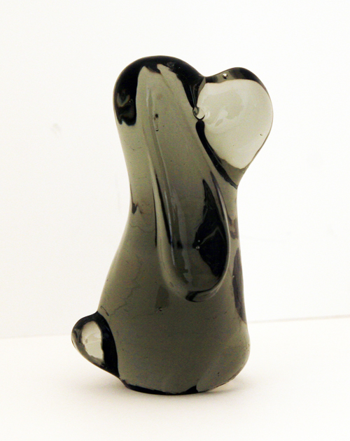 Smoked Green Glass Vintage Hound Dog