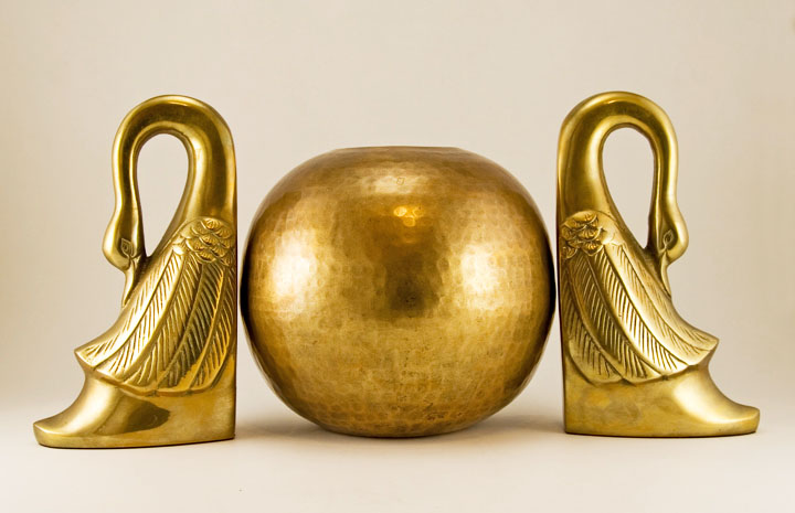 Solid Brass Swooning Swan Bookend Set - Image 3