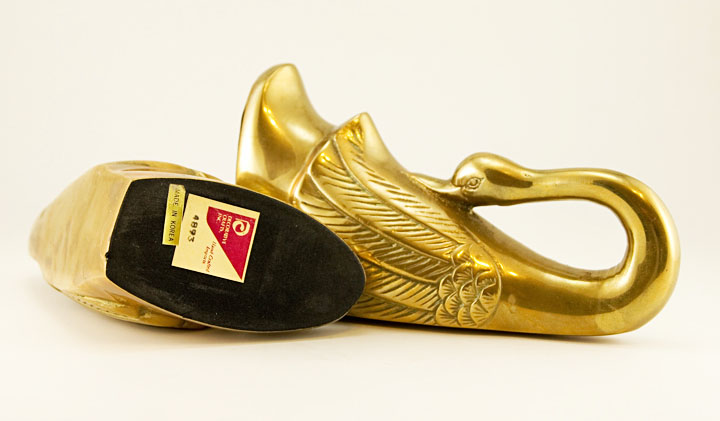 Solid Brass Swooning Swan Bookend Set - Image 2