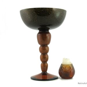 Spangled Glass Ceremonial Goblet Vase Huge Hand-Blown
