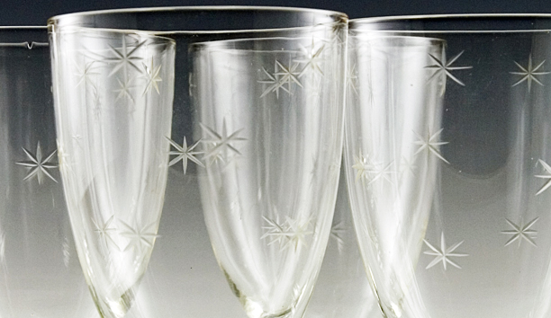 Star Cut Vintage Glass Wine Stemware Set of 8 - Image 3