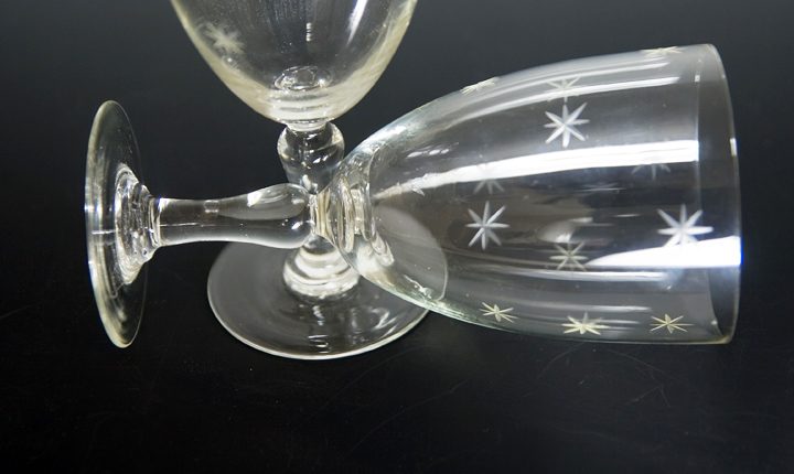 Star Cut Vintage Glass Wine Stemware Set of 8 - Image 2