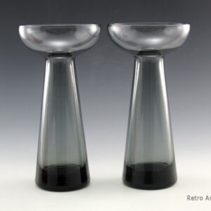 Pair of Morgantown Glass Sonata Vases #110 in Smoke Black
