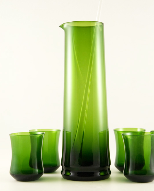 Swedish Modern Bo Borgstrom Blown Art Glass Martini Set