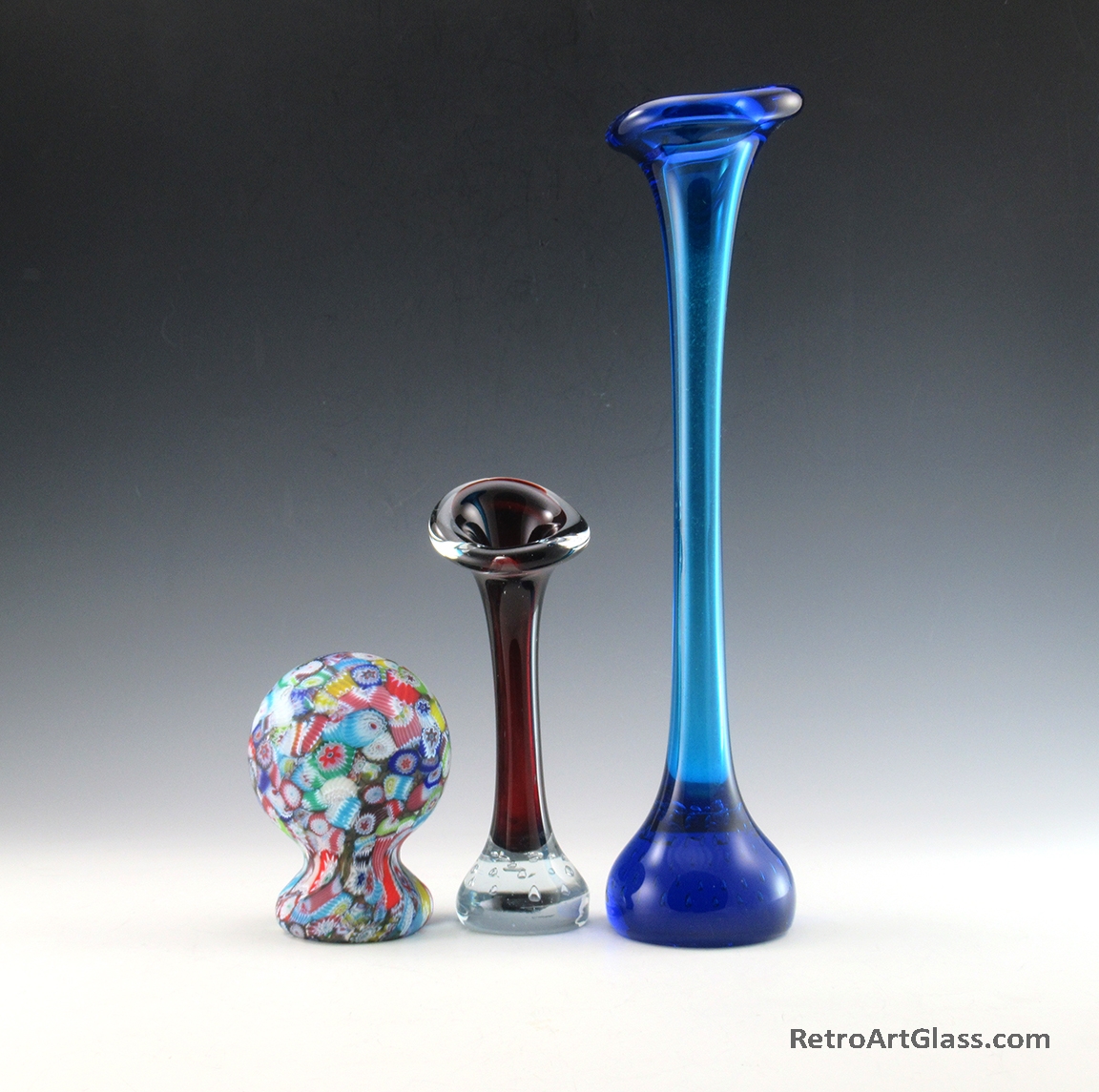 Swedish Modern Retro Glass Bone Vase in Deep Blue - Image 6
