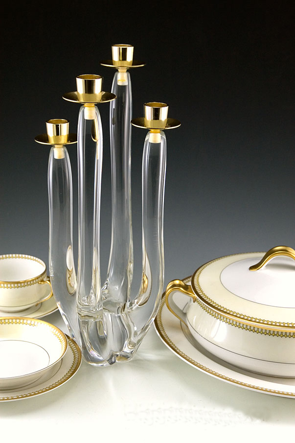 Swedish Modern Crystal Candelabra Mid-20th Century