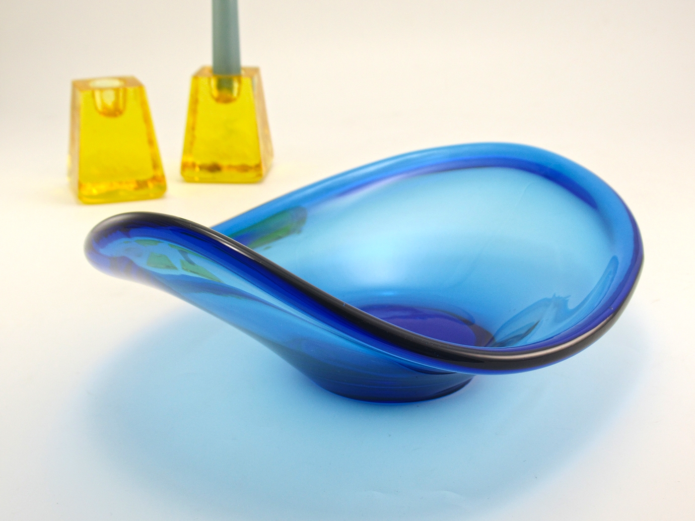 Swedish Modern Glass Bergdala Form Oblong Bowl
