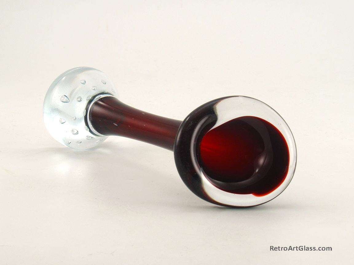 Swedish Modern Retro Glass Bone Vase in Ruby Red - Image 5