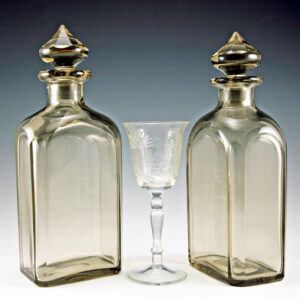 Swedish Uranium Cut Crystal Decanter Set 1930s