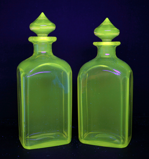 Swedish Uranium Cut Crystal Decanter Set 1930s - Image 2