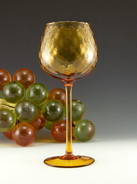 Tall Hand-Blown Empoli Glass Wine Goblet
