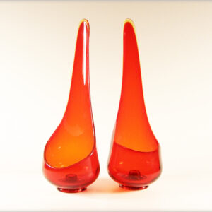 Orange Taperglow Set Mid-Century Glass Candleholders