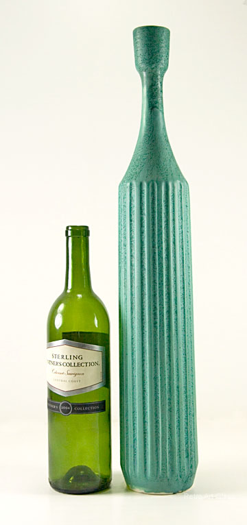 Tall Slender Mid-Century Turquoise Ceramic Vase - Image 3