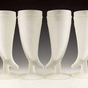 Tiara Satin Glass Powderhorn Goblets from 1970s