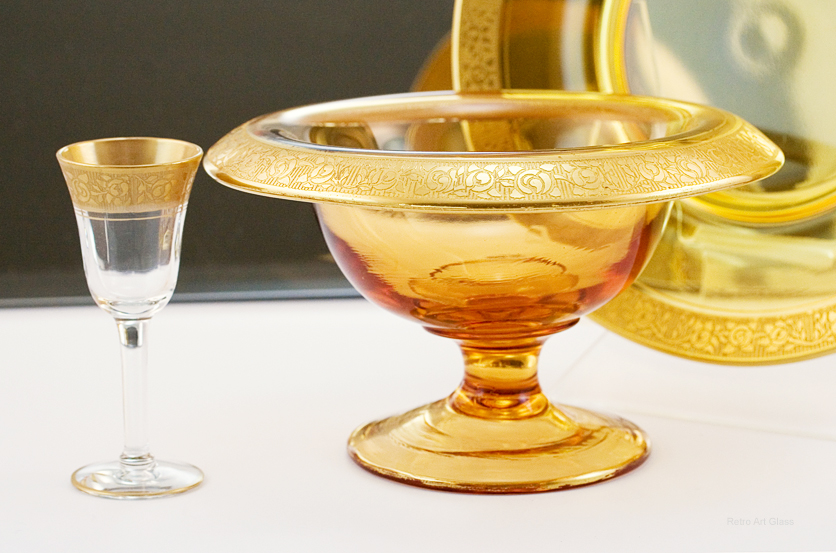 Antique Dessert Service Gold Rambler Rose Decor - Image 3