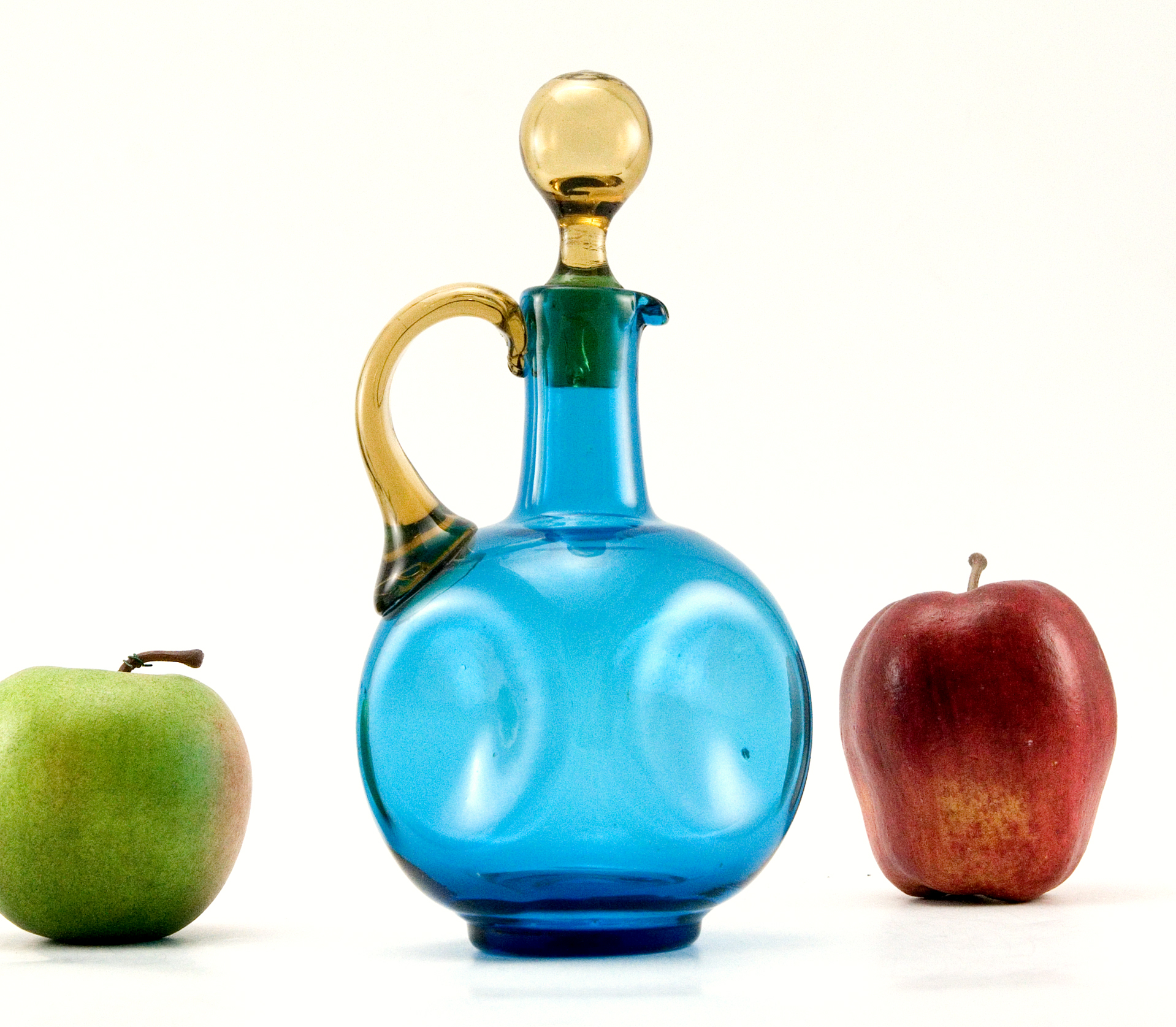 Hand-Blown Vintage Glass Blue Topaz Jug - Image 4