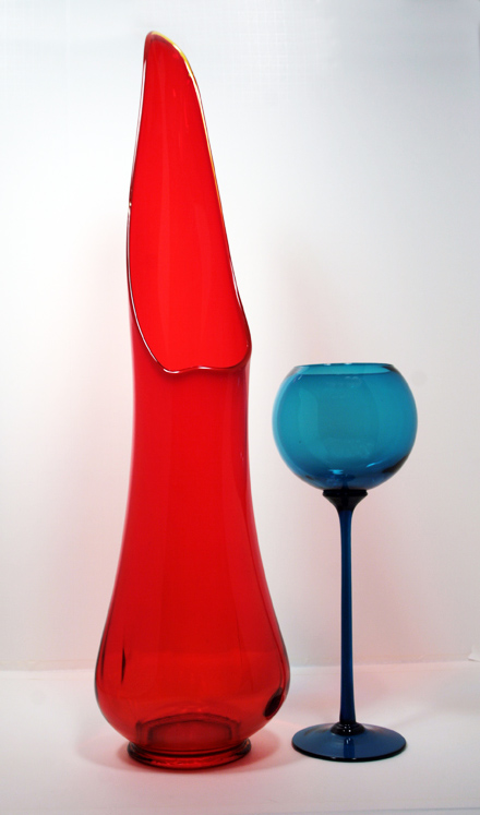 Tremendous Architectural Glass Red Floor Vase - Image 2