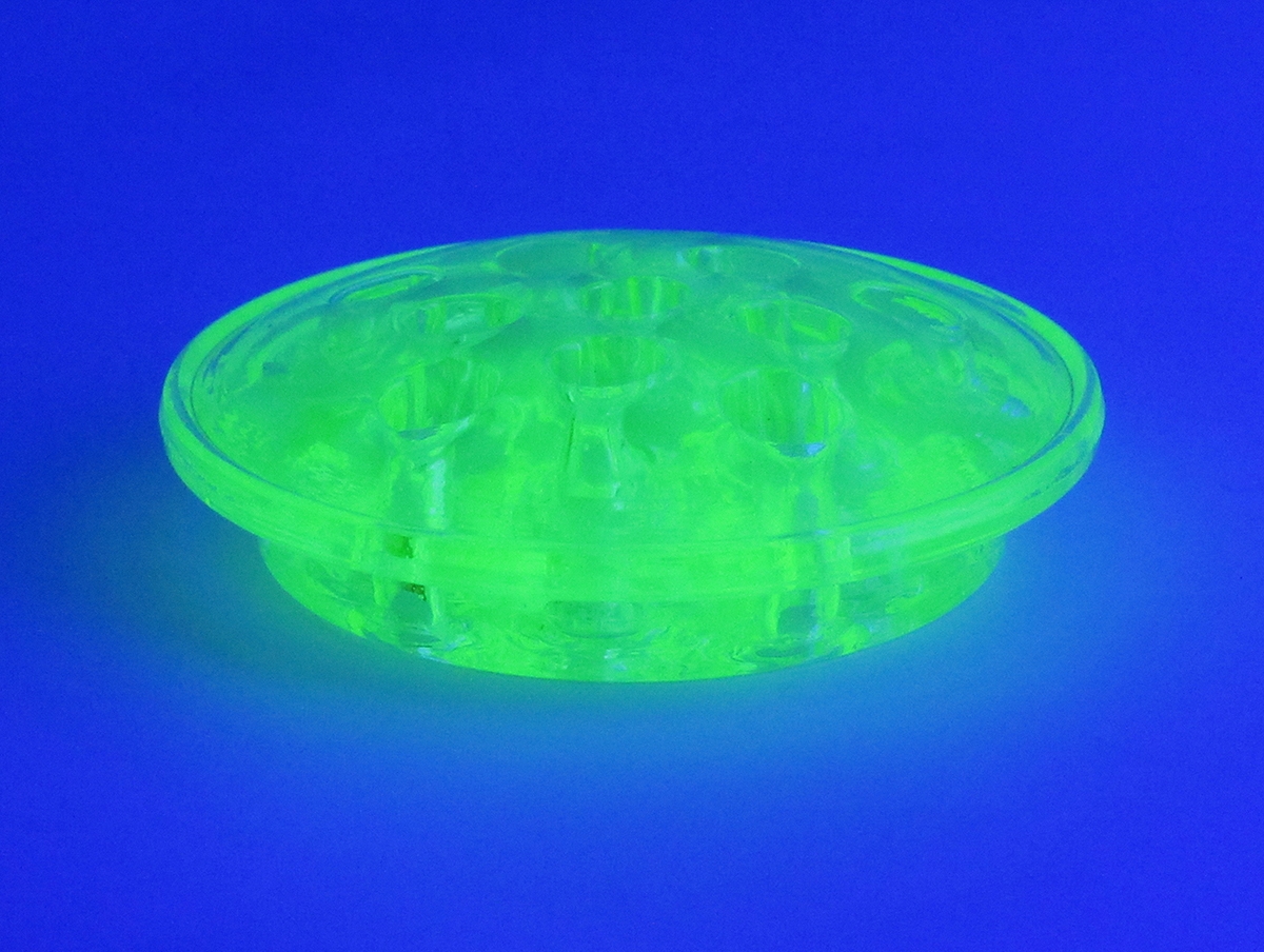 Antique Vaseline Glass Flower Frog Yellow Uranium - Image 3