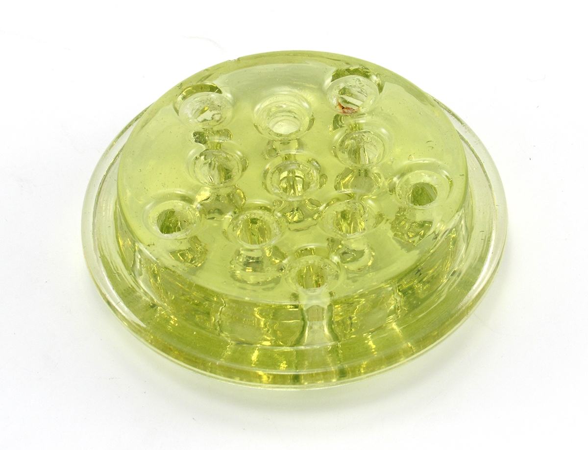 Antique Vaseline Glass Flower Frog Yellow Uranium - Image 4