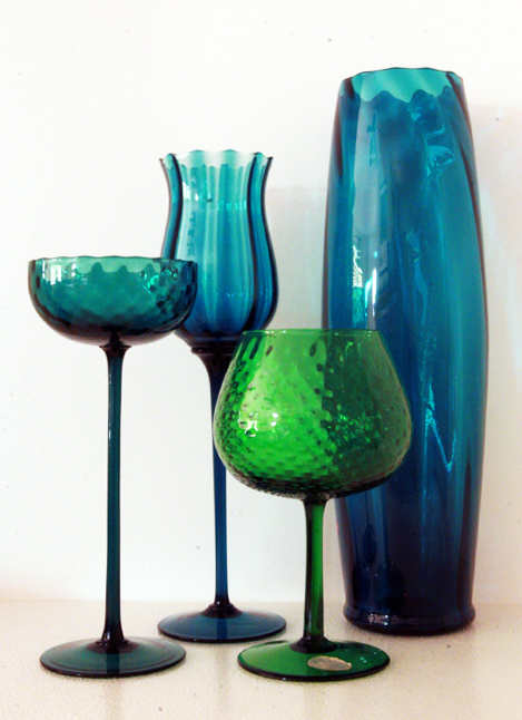Italian Stemmed Hand Blown Glass Tazza Goblet - Image 2
