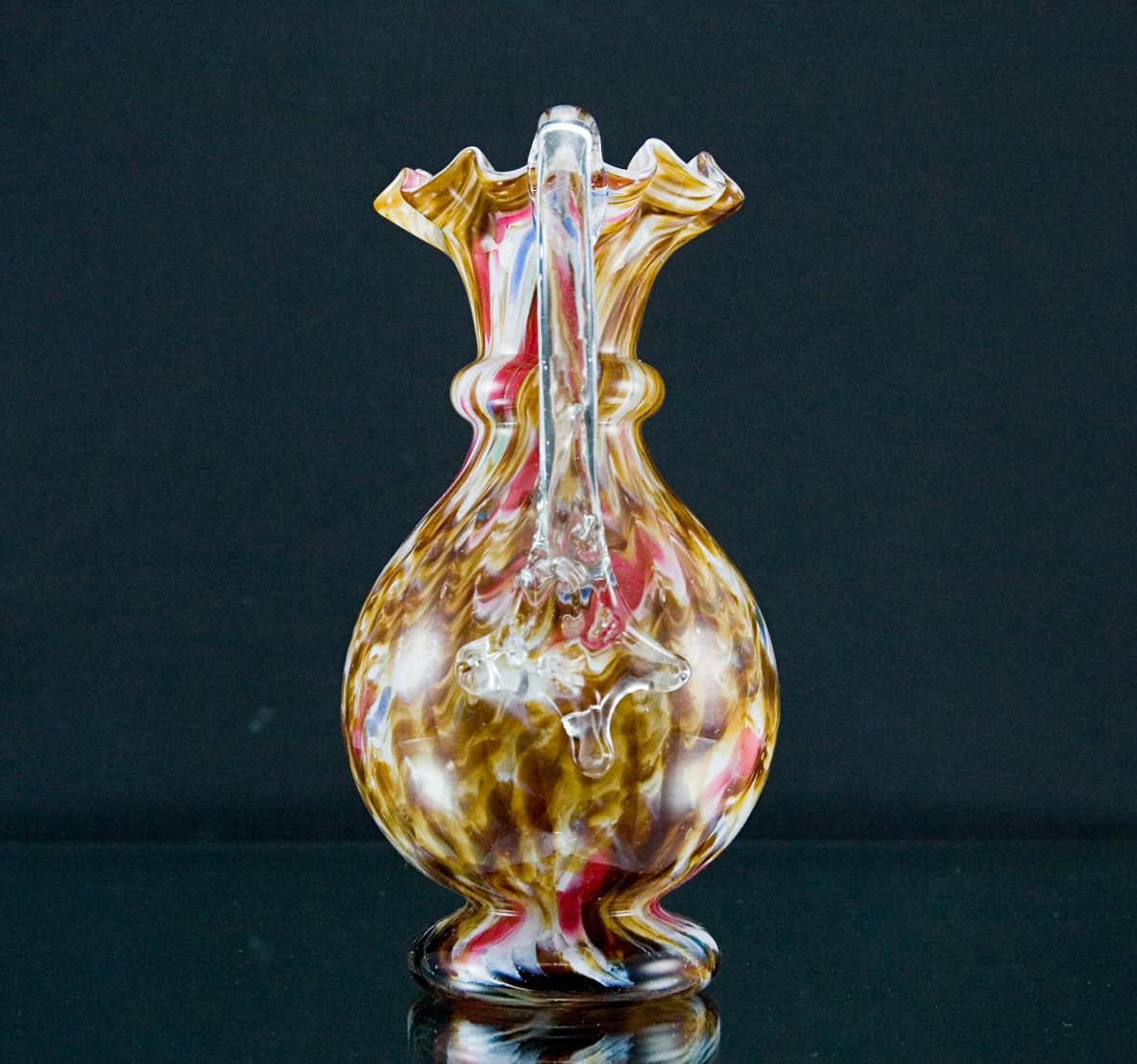 Antique Victorian Vase Spatter Glass Thorn Handles - Image 6