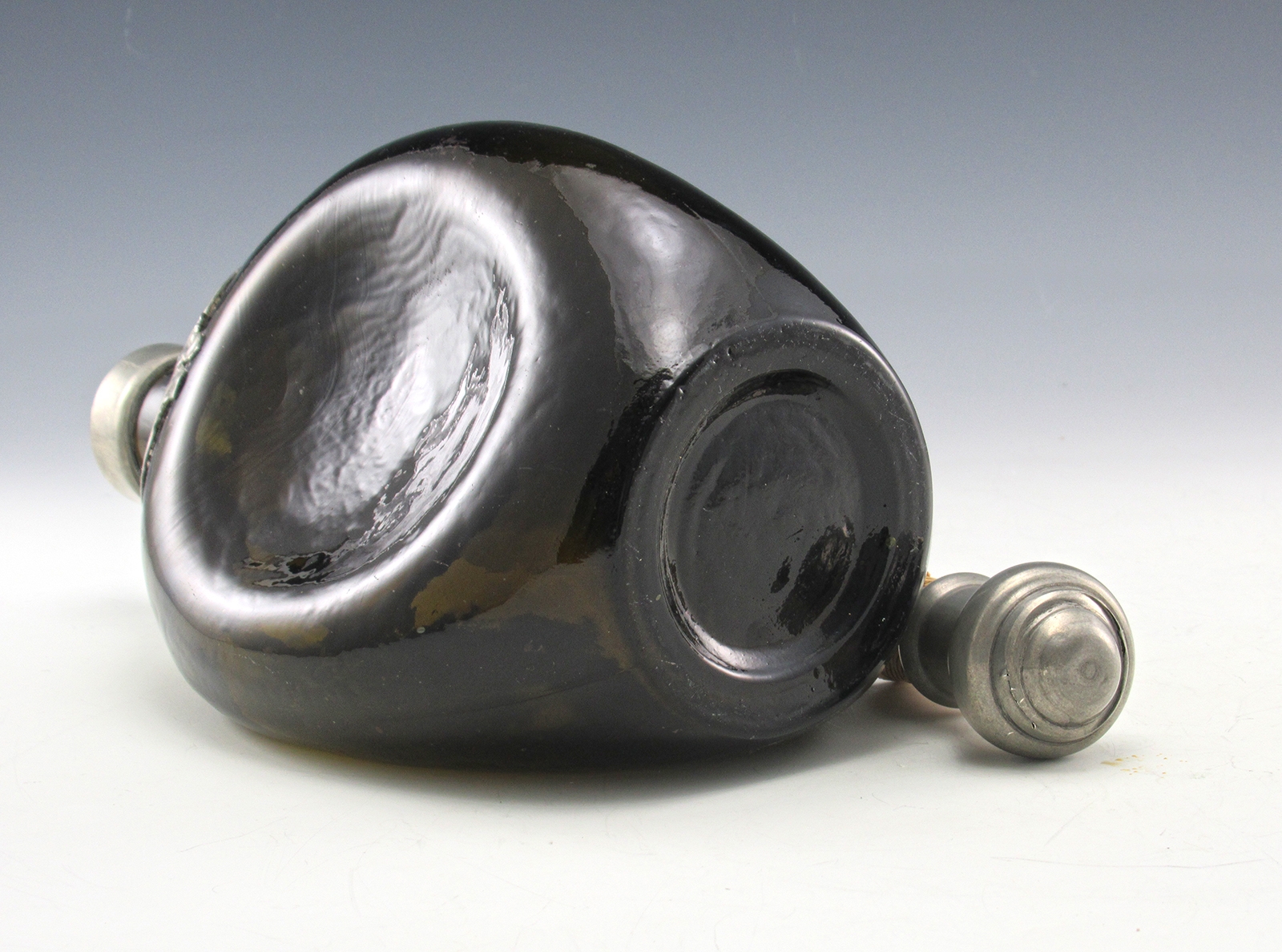 Pinched Decanter from Denmark Glass & Pewter Collar - Image 2