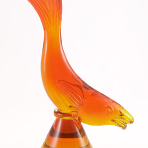 Viking Art Glass Vintage Fish Figurine in Persimmon