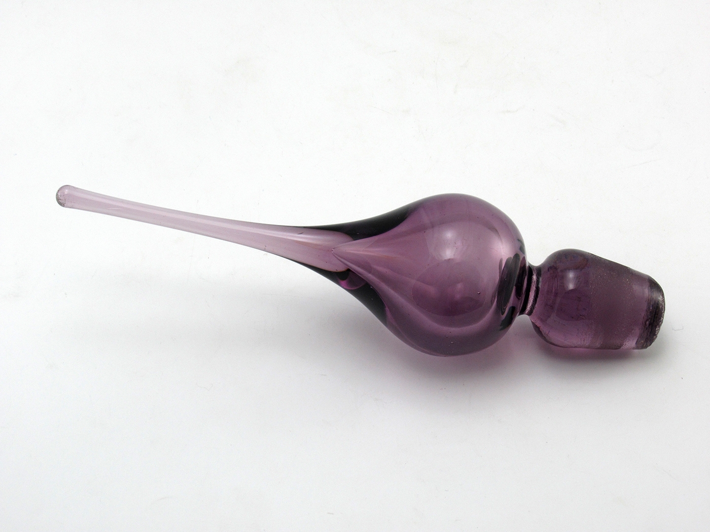 Amethyst Glass Stopper Teardrop Bubble 7.5" Long