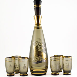 Vintage Glass Decanter Set Bohemian Elk Decor