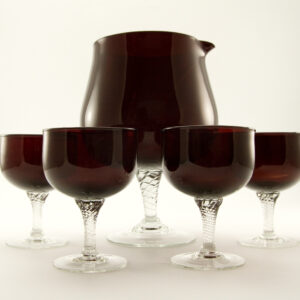 Mid-Century Modern Glass Cocktail Set in Blood Red