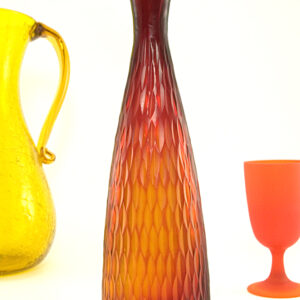 Vintage Carved Art Glass Bottle Vase