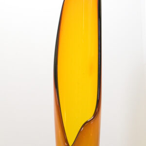 Retro Glass Floor Vase in Dark Amber